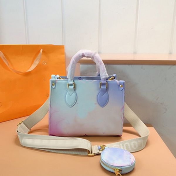 MTLOnSunrise PM the Totes onthego Borsa a tracolla Borsa da donna colorata firmata vai PRIMAVERA IN CITTÀ Custodia a croce a colori sfumati M45659