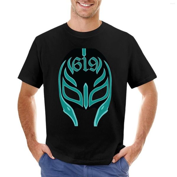 Polo Masculino Rey Mysterio's Mask Teal/Black T-Shirt Oversized T-shirt pesadas para homens