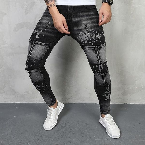 Jeans da uomo Fashion Cargo For Men Work Pantaloni in denim di lusso Zipper Stretch Streetwear Casual Skinny Cowboy