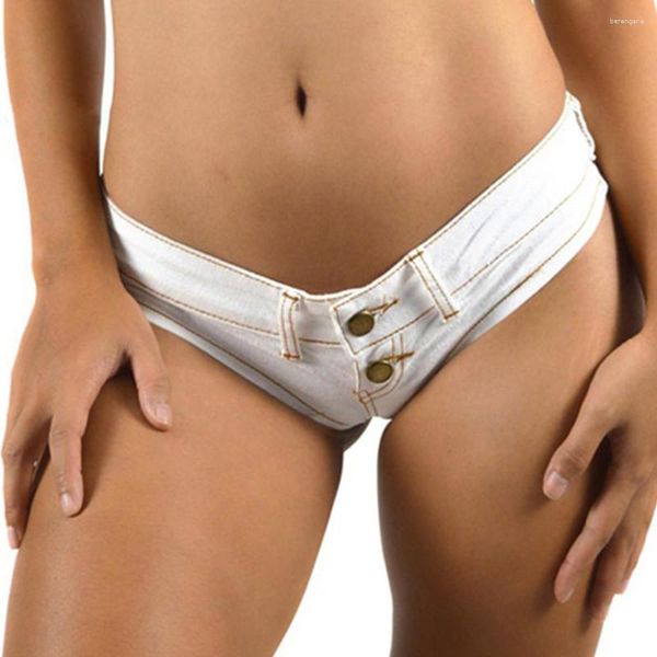 Shorts feminino praia cintura baixa mini jeans verão sexy branco triângulo jeans booty streetwear feminino