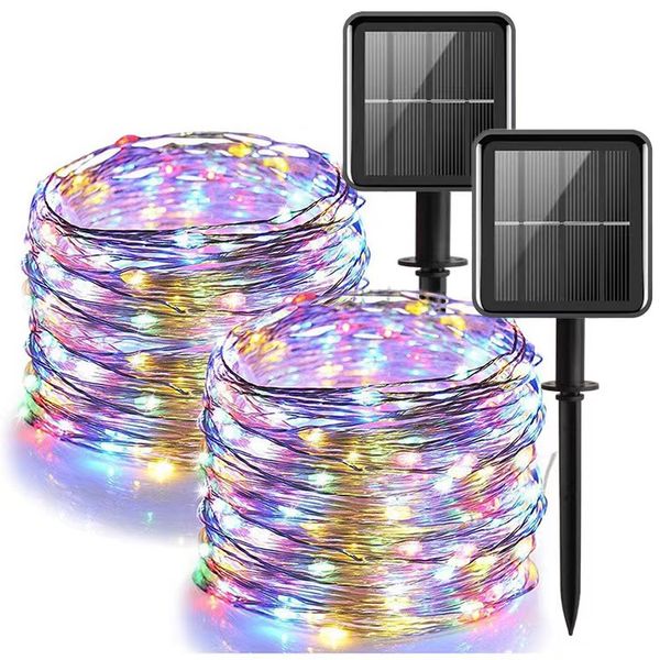 5m/10m/20m Solar LED Strings Light Outdoor Festoon Lâmpada Garden Fairy Light String 1PC Impermeável Natal Guirlanda Decoração de Quintal