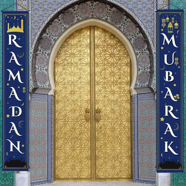 Eid Mubarak Porta Alpendre Banner Pendurado Guirlanda Bandeira Muçulmana Islâmica EID Ramadan Kareem Decoração Festiva para Casa2874