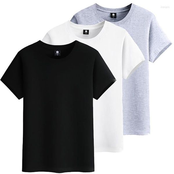 Camisetas masculinas 3 pçs/lote Camiseta masculina de manga curta de algodão de alta qualidade, moda, cor sólida, roupas masculinas casuais de verão 5XL 6XL