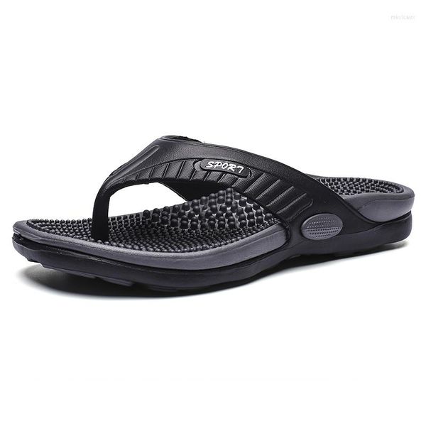 Slippers Massage Flip Flops Casual Shoes для мужчин скользит модный летний комфорт твердый цвет, дышащий пляж мужские сандалии