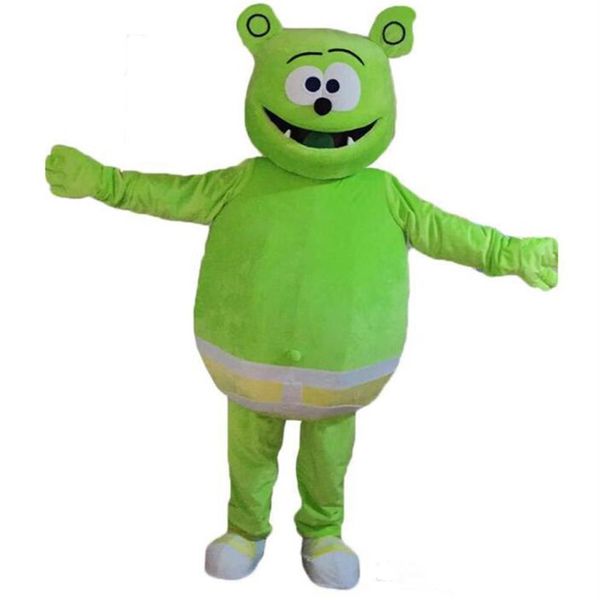 Профессиональный пользовательский милый геймпсточный талисман костюм мультфильм зеленый медведь.