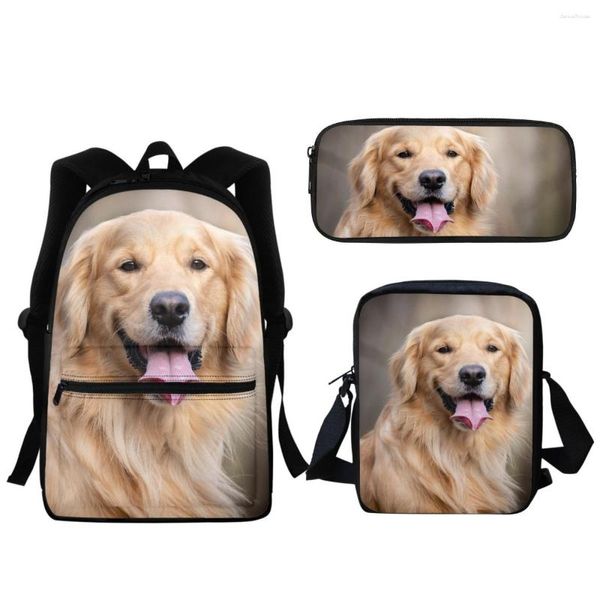 Mochila escolar Golden Retriever Estampa Moda Mochila para Estudantes Meninos Meninas All-Match Zipper BookBags Alta Qualidade Mochila de Viagem