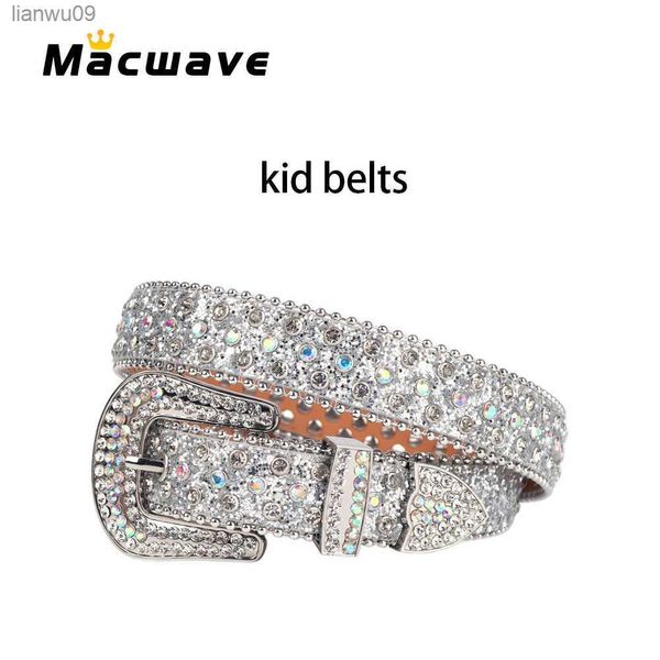 Criança Crianças Strass Cinto Moda Cinto de Couro PU Para Meninos Meninas Cintos Ajustáveis para Crianças Calças Jeans Estilo Gótico L230704