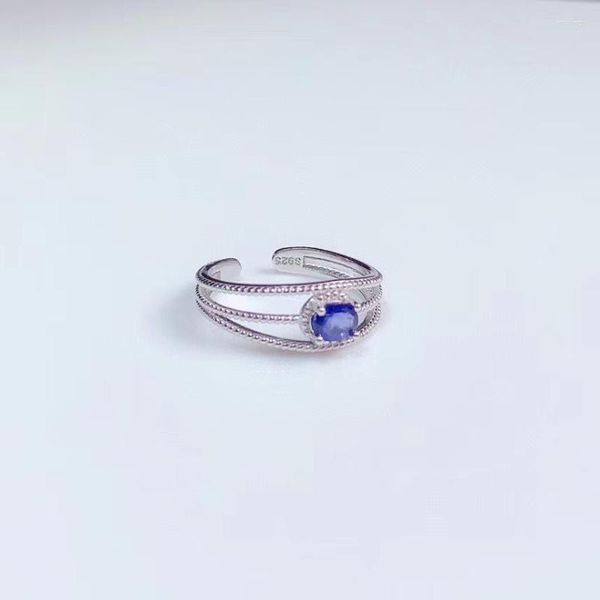 Cluster-Ringe, bezaubernder blauer natürlicher Saphir-Ring für Frauen, Schmuck, echtes 925er Silber, platiniert, ovaler Edelstein, Mädchen, Jungen, Geburtstagsgeschenk