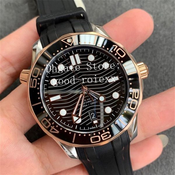 Роскошные часы мужского розового золота против заводских автоматических CAL 8800 Axial Watch Men Professional Dive 300M Резиновый ремешок Planet ETA 0293J