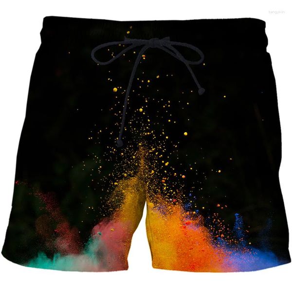 Herren-Shorts, modische Dust Splash Tie Dyeing-Serie, 3D-gedruckte Badehose, übergroße Freizeit, leicht trocknende Herrenbekleidung