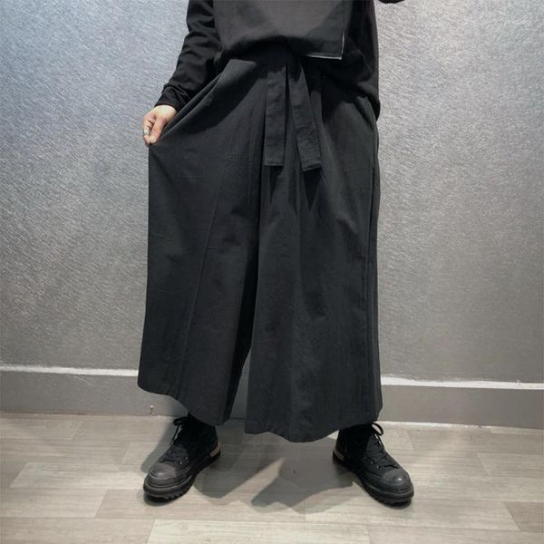 Мужская брюки Длинная юбка летняя персонализированная свободная широкая нога осенняя мода черная слабая подгонка
