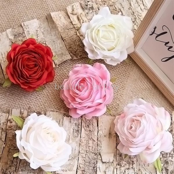 20pcs 9 cm Artificiali teste di rose a più strati artificiali decorativi seta fiore di sposta di matrimoni fiore di matrimoni per la sala da casa decorazione 3334