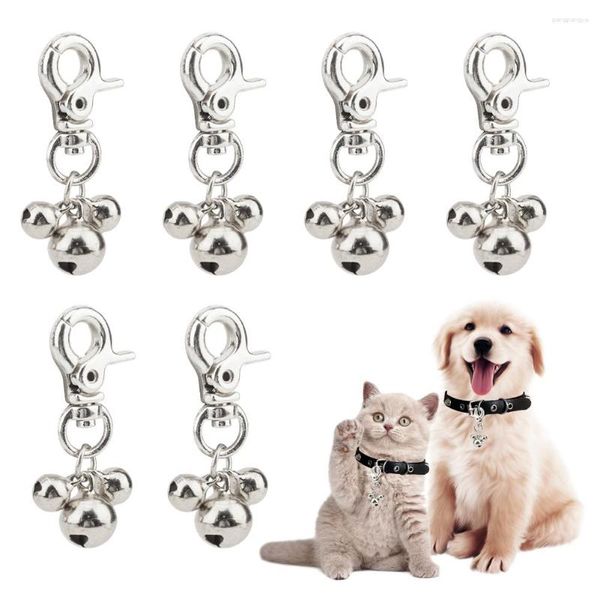 Coleiras para cães 6 pçs Pingente decorativo interno ao ar livre Lembrete alto Anel chave para caminhada Liga de zinco Treinamento Coleira para animais de estimação Amuleto de sino para gatos diários