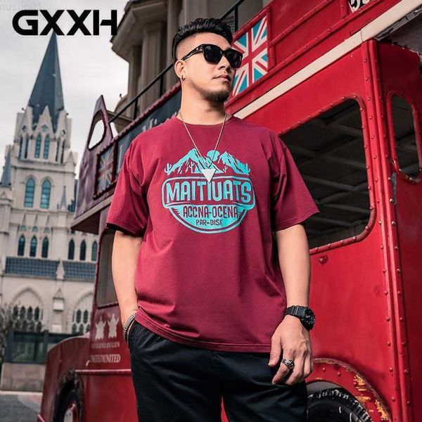 Мужские футболки GXXH Big Men's Fashion Brand Fat Plus Plus Size XXL-7XL с коротки