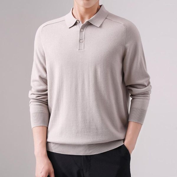 Maglioni da uomo Naizaiga 100 Lana merino lavabile in lavatrice Maglione pullover da uomo a maniche lunghe con colletto POLO ALY11