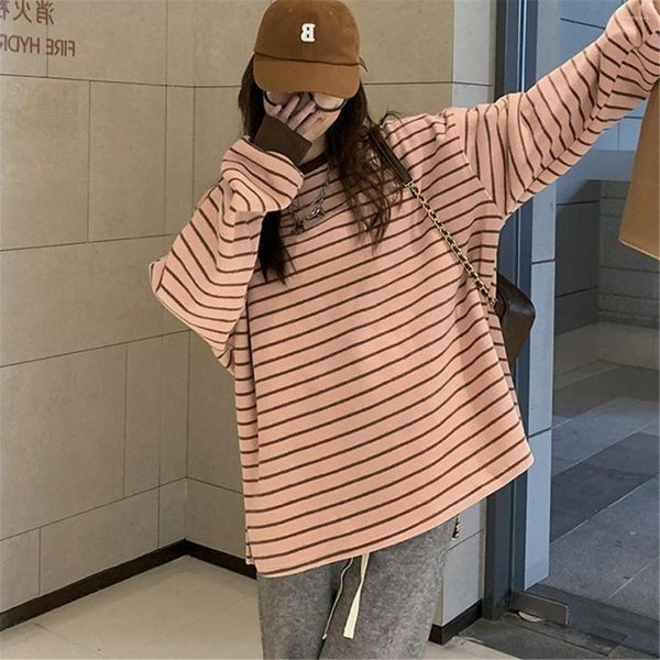 Magliette da donna Moda Maglietta allentata Streerwear Autunno Harajuku Camicia stile Ins Manica lunga Tee Ragazza Hip Hop Top Causale Coreano