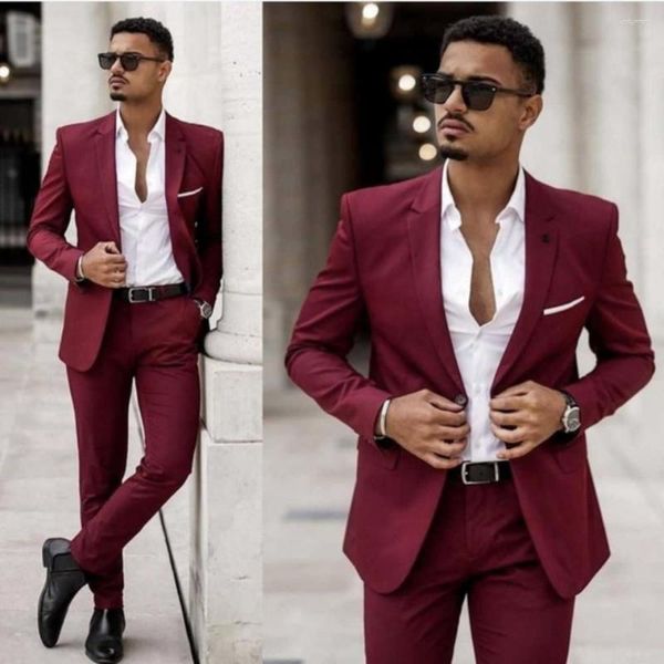 Abiti da uomo 2 pezzi Smoking da sposo slim fit Business Formal Prom Man Wedding Party Suit Plus Size Costume Homme