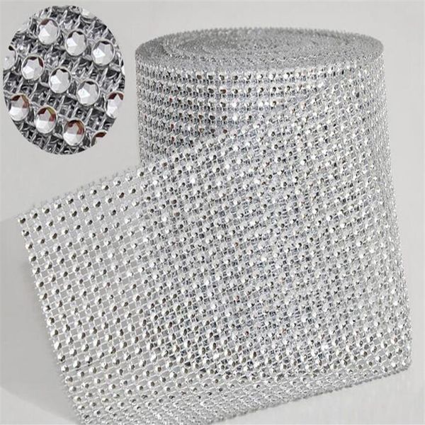 10-Yard-Rolle 4 75 24 Reihen künstlich hergestelltes Diamond Mesh Yards Wrap Strassband Kristallbesatz Wrap funkelndes Bling-Band Hochzeit De3396