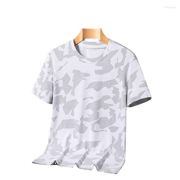 Мужская футболка для футболок Men Men Men Summer Fashion Sports Top Top Camouflage Thin Sax Drying Ice Silk Casual с короткими рукавами