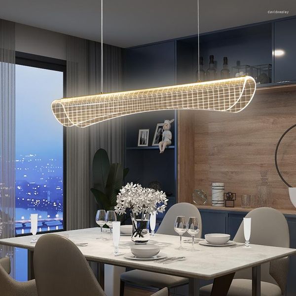 Lampadari LED acrilico moderno per camera da letto Soggiorno Sala da pranzo Cucina sospesa Illuminazione per interni Lampade a sospensione telecomandate