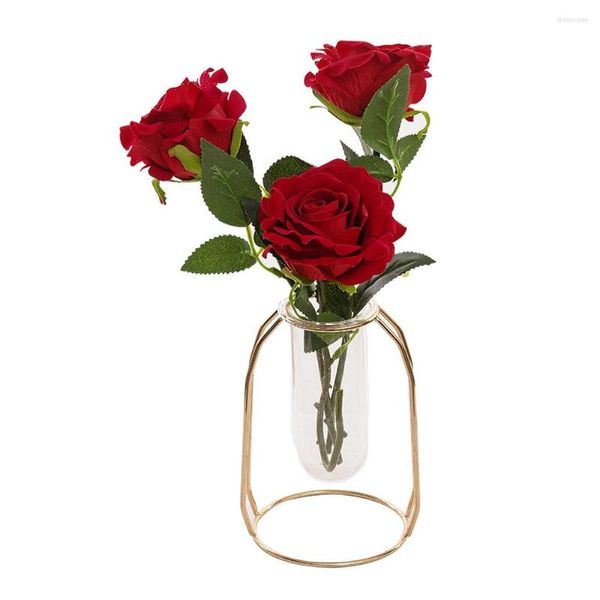 Dekorative Blumen Wohnzimmer Tisch Display Flore Herbstdekorationen Zuhause Künstliche Samt Rote Rose Blume Simulation Kranz Pflanzen Hochzeit