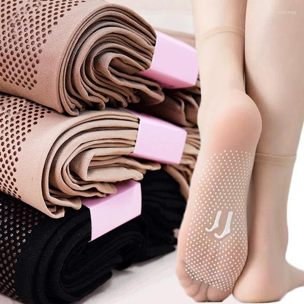 Meias femininas 10 pares primavera verão macio veludo seda silicone antiderrapante emenda inferior transparente ultrafino meia respirável