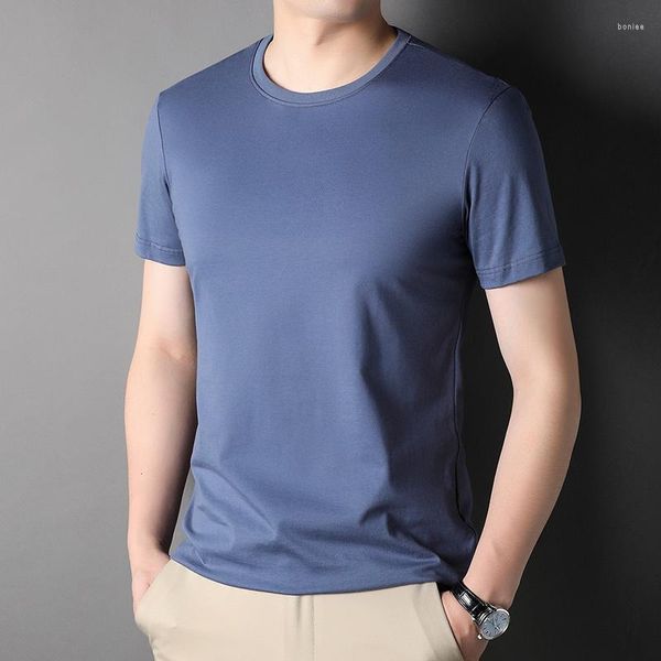 Erkek Tişörtleri % Top Sınıf 100 Pamuklu Erkekler Gömlek Marka Yaz Topları Temel Düz Renk Düz Kısa Kollu Moda Mens Giysileri 2023