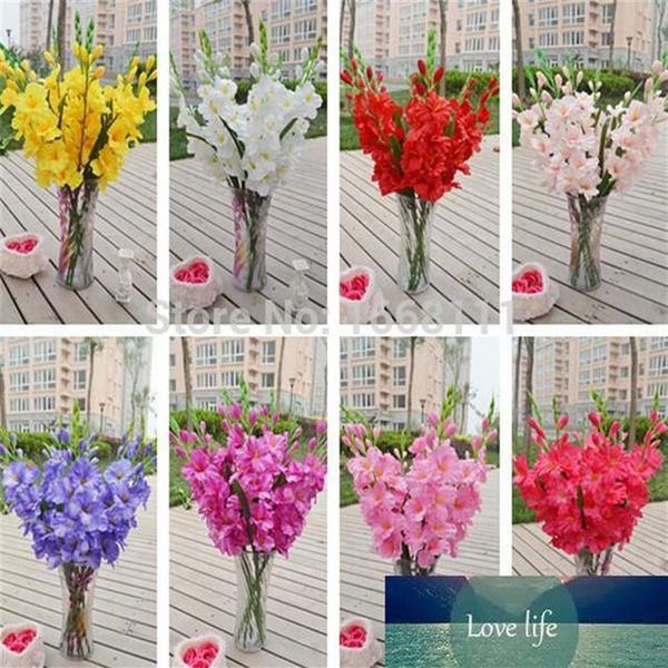 Whole-12pcs 80cm Silk Gladiolus Flower 7 heads Piece Falso Espada Lily para Festa de Casamento Centerpieces Artificiais Decorativos Fl211i