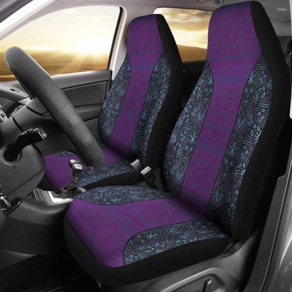 Coprisedili per auto Aztec Purple Blue Confezione da 2 Cover protettiva anteriore universale