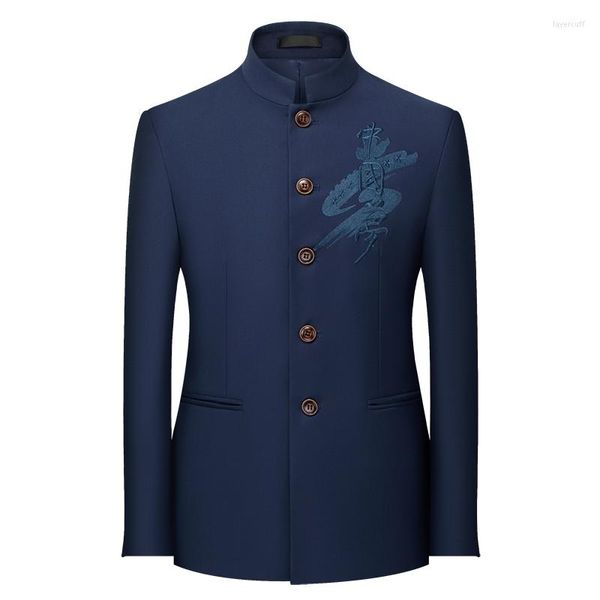 Мужские костюмы высокого качества китайского стиля Blazers Mens Suit осень-бренд мужской ретро и синий черный красный плюс S-6xl