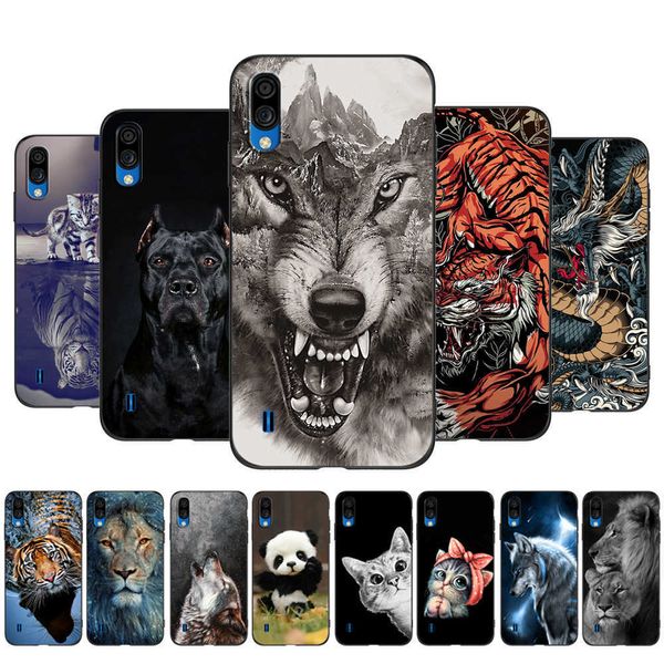 Корпус для ZTE Blade A5 2020 Телефон обратно обложка Black TPU Lion Wolf Tiger Dragon