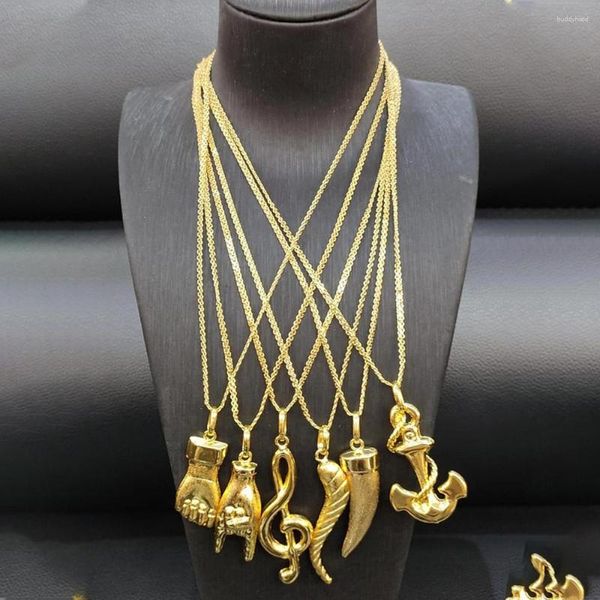Anhänger Halsketten Mode Gold Farbe Frauen Männer Tier Schlüssel Meerjungfrau Form Aussage Kupfer Schmuck Zubehör mit 40 cm Kette Geschenk