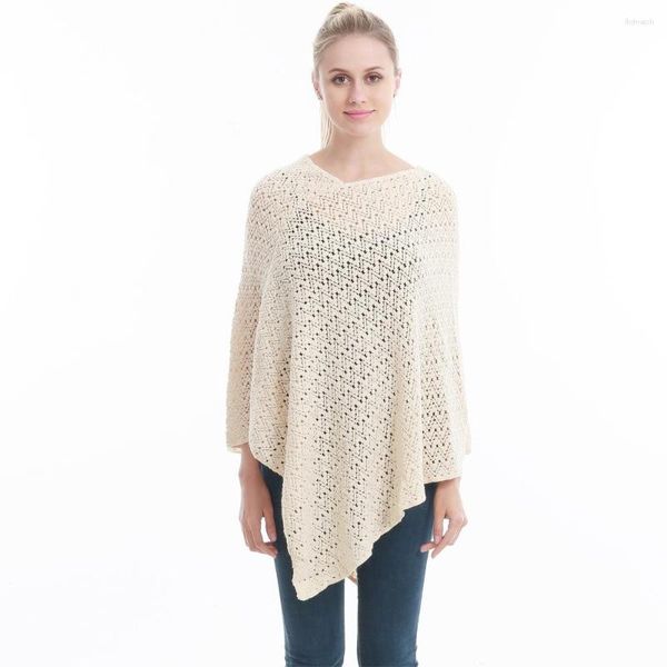 Schals Frauen Frühling Herbst Schal Dame Stricken Zwei Weg Wrap Einfarbig Pullover Lose Aushöhlen Pullover Herbst Poncho Großhandel drop Schiff