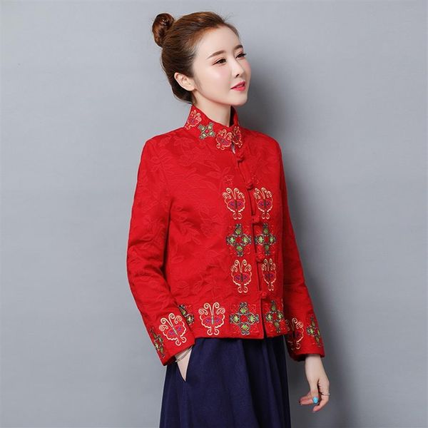 Abbigliamento tradizionale cinese per le donne Retro ricamo jacquard Giacca cinese mandarino Tang Suit Ladies Top TA1921294D