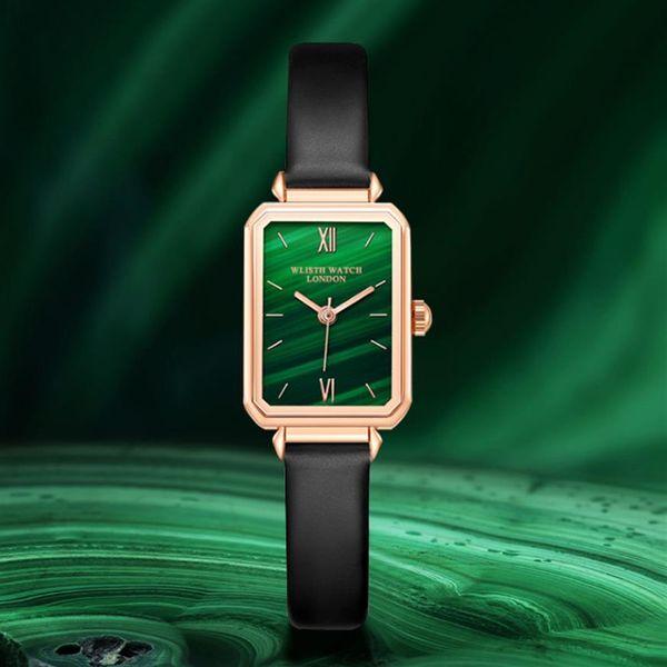 Morbido e colorato quadrante verde temperamento semplice orologio da donna cinturino in vera pelle quarzo stundents orologi design speciale Delica274i