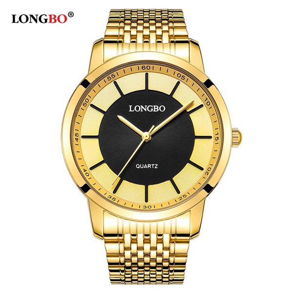 Longbo Quartz Watch Lovers Saatler Kadın Erkekler Çift Analog Saatler Çelik Bilek Saatleri Moda Sıradan Saatler Altın 1 PCS 80281200Z