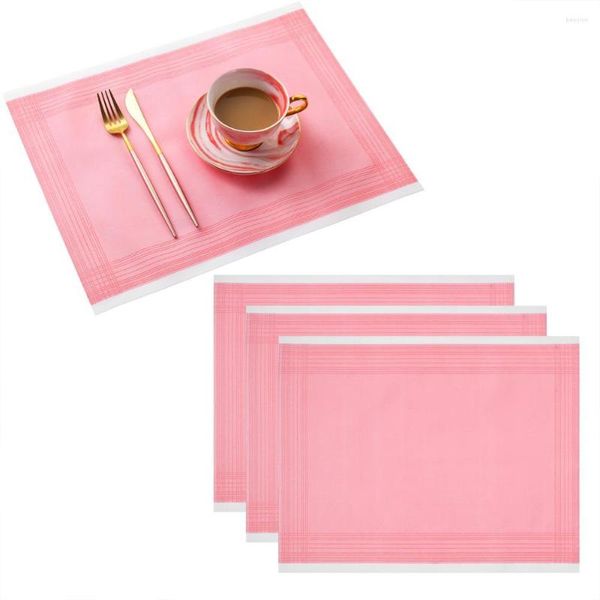 Corredor de mesa Lekoch Pink Design Ramie Almofada de isolamento sólido Jogo americano tapete Acessórios de cozinha Decoração Casa