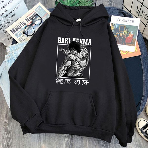 Japan Anime Grappler Baki Hanma Yujiro Dou Manga Felpa con cappuccio Uomo Donna Felpa stampata Pullover con cappuccio manica lunga Uomo