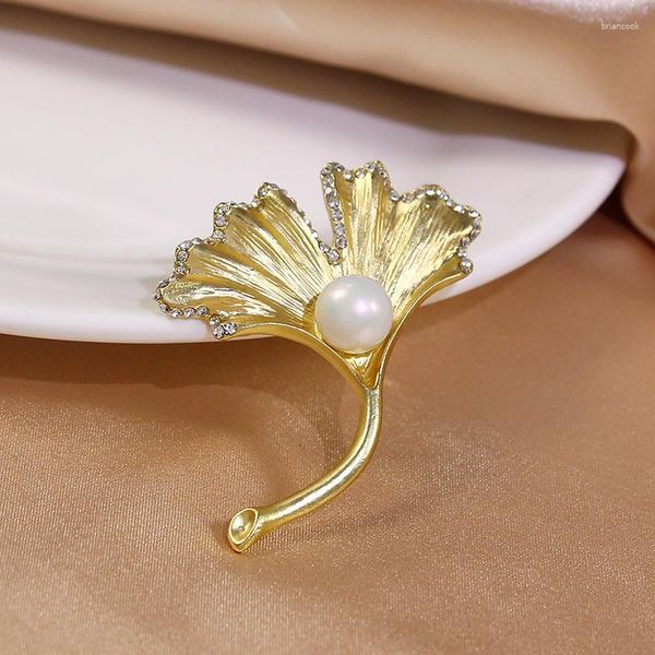 Броши Ginkgo Leaf Plast Brooch Fashion Retro Design Design wath water жемчужный дамы свадебная банкет