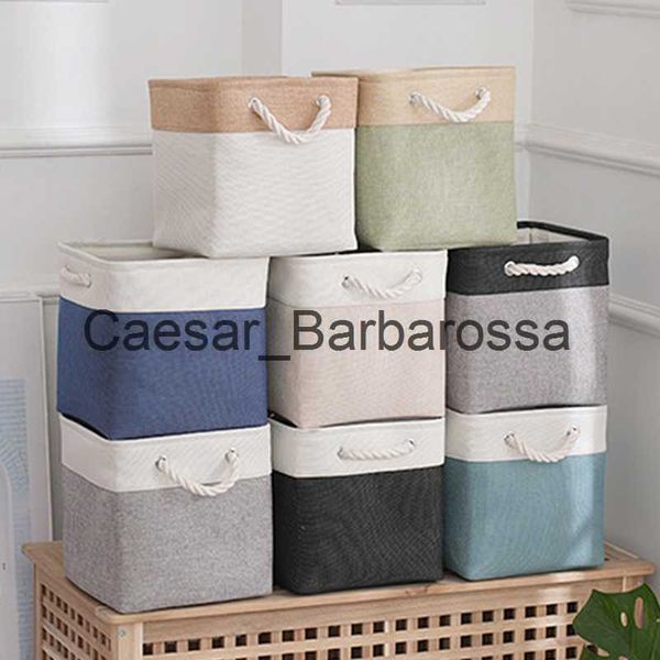 Cestas de armazenamento Cesta de armazenamento de cubos de tecido resistente organizador de caixas de armazenamento com alças para armazenamento de roupas e brinquedos Caixas de armazenamento dobráveis x0715 x0715