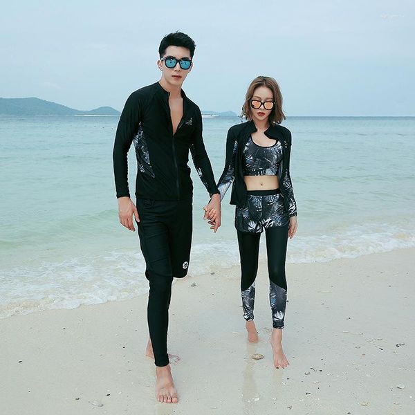 Costumi da bagno da donna 2023 Costume da bagno a maniche lunghe Split Rash Guard Suit per uomo Donna Coppia Surf Uomo Corea Slim Sport