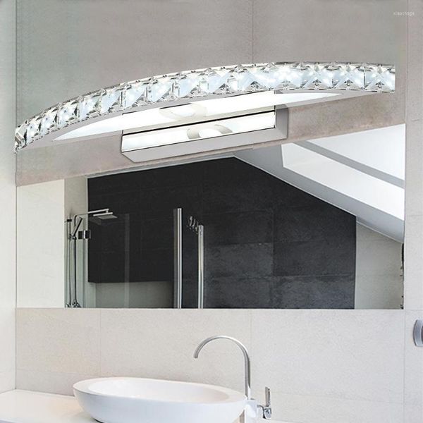 Luminária de parede Moderna Lâmpadas de espelho de cristal L44 54 70CM Luz de vaidade no banheiro 10W 15W 18W Arandelas de LED Branco Quente Frio