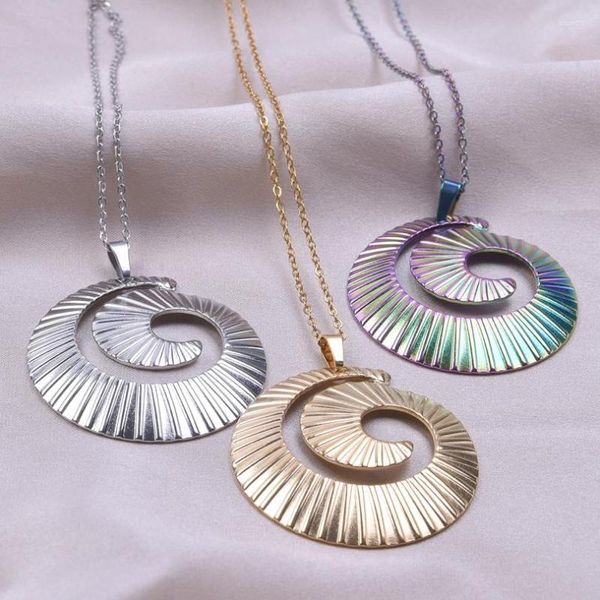 Catene in acciaio inossidabile spirale creativa / collana con ciondolo design a spirale per donna/uomo moda girocollo gioielli retrò amuleto regalo di compleanno