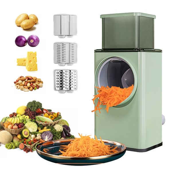 Utensili per frutta e verdura 3 in 1 Affettatrice per verdure manuale Tritatutto per patate Grattugia per formaggio rotante Veggie Chopper Peeler Maker Machine Accessori per la cucina Utensili 230714