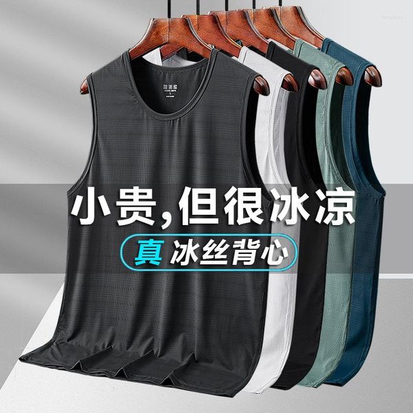 Camisetas masculinas Summer Ice Silk Colete Ultraleve respirável Esportes Secagem rápida Top Running Fitness Camiseta sem mangas