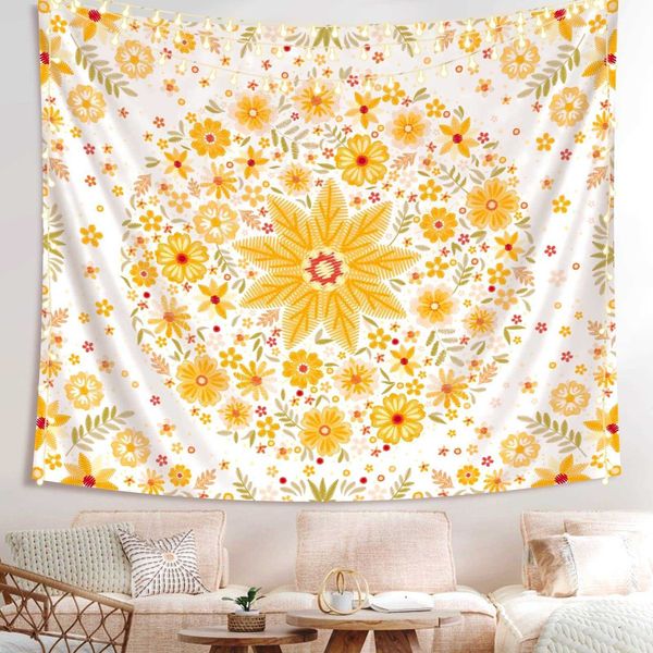 Wandteppiche, Kuppelkameras, Boho-ästhetischer Wandteppich, Mandala-Wandteppich, rosa Blumenmedaillon-Wandteppiche, Wandbehang, Kunstdekoration für Schlafzimmer, Wohnzimmer, Wohnheim