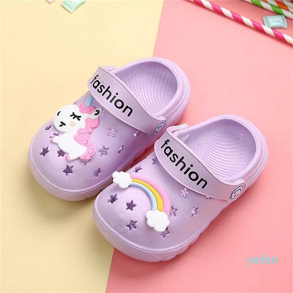 Sapatos de arco-íris menina menino unicórnio chinelos criança para animais crianças ao ar livre chinelos de bebê