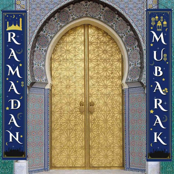 Eid Mubarak Porta Portico Banner Appeso Ghirlanda Bandiera Musulmano Islamico EID Ramadan Kareem Festive Home Decor272M
