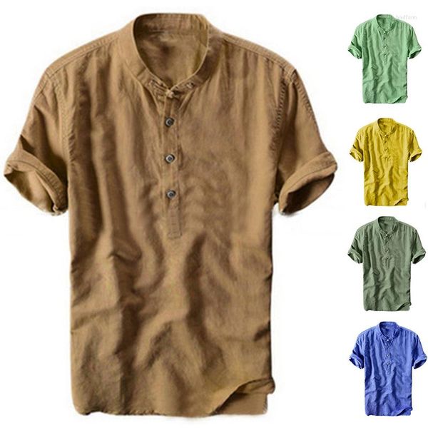 Мужские рубашки Summer Men Men Clothing Tops Tops с половиной рукава мужская пуговица Tee Blous