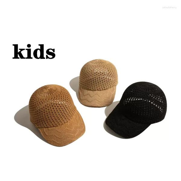 Ball Caps 202303-ATZ-8447 INS Summer Hollow Out Nefes Alabaş Güneşlik Çocuk Erkek Kız Kağıt Visor Kapağı Çocuk Boş Zaman Şapkası